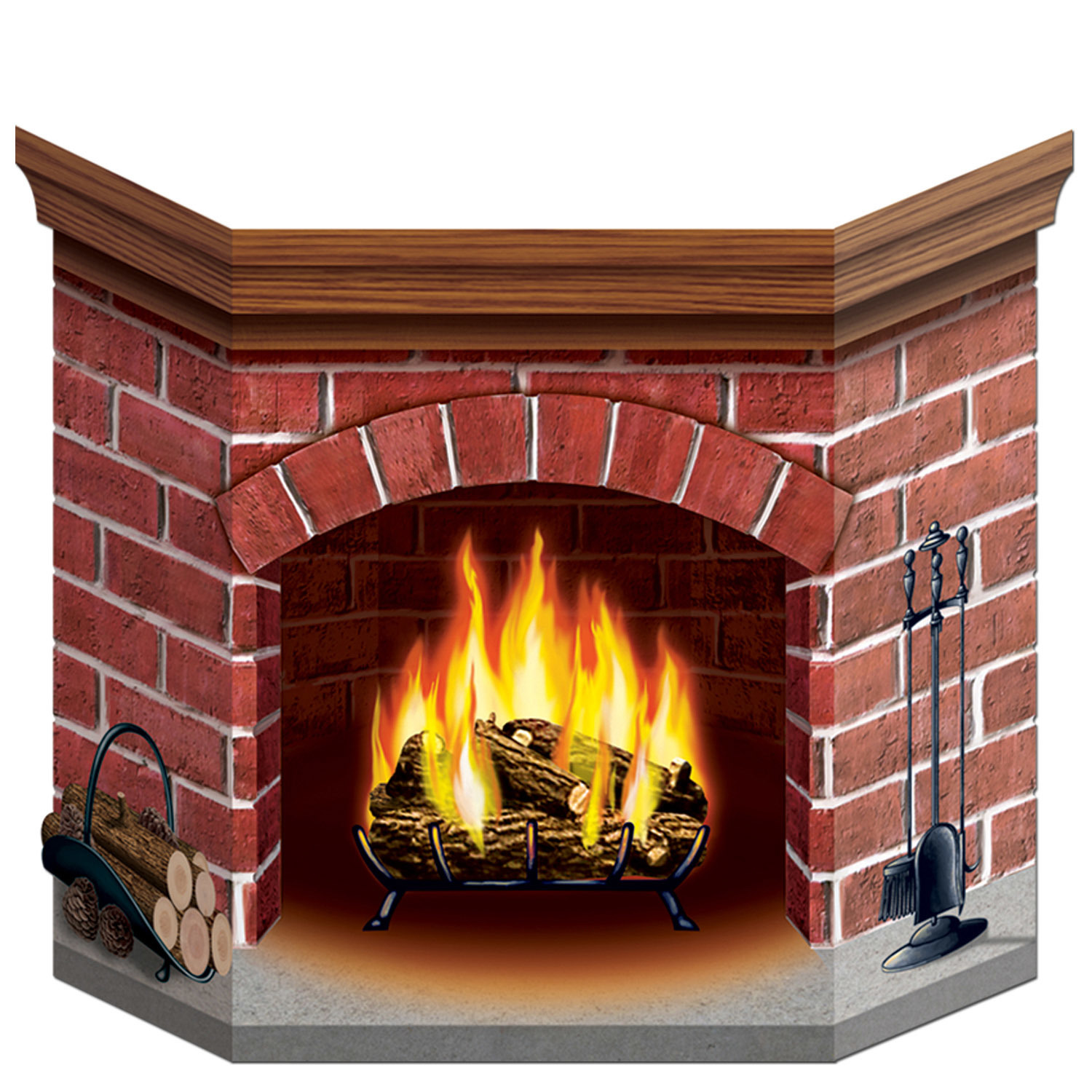 Christmas Decorations Brick Fireplace Stand Up Santa Party