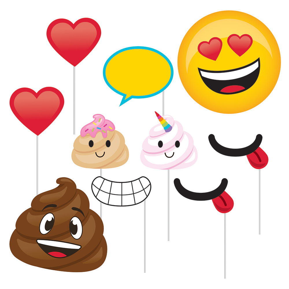 Emoji Poop Party Supplies Photo Booth Props 10 Pack Birthday