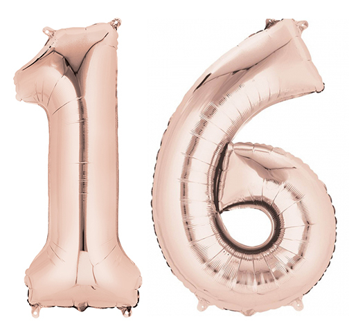 Large Rose Gold Number Foil Balloons 86cm approx. Numbers 0 - 9 18 21 30 40 & 50 - Picture 18 of 18