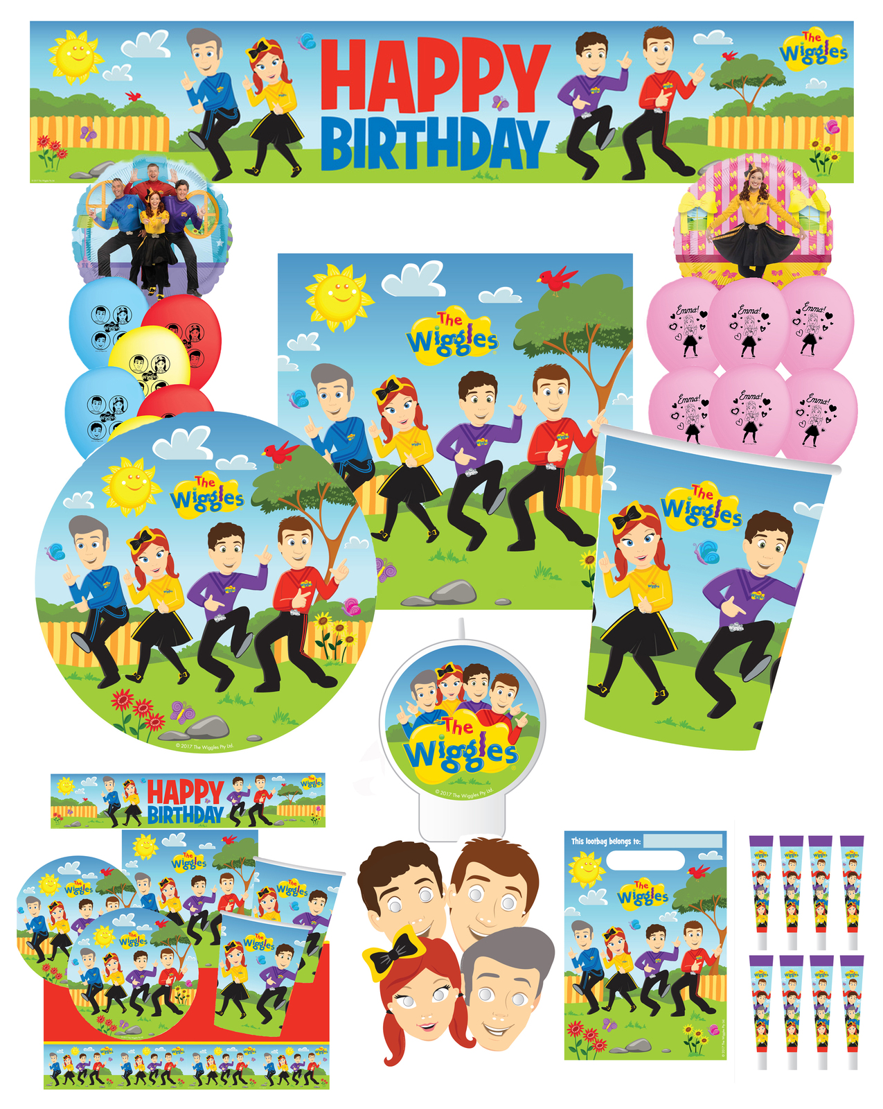 Party Pack Including Paper Plates Variation 1 and Celebration Banner Napkins