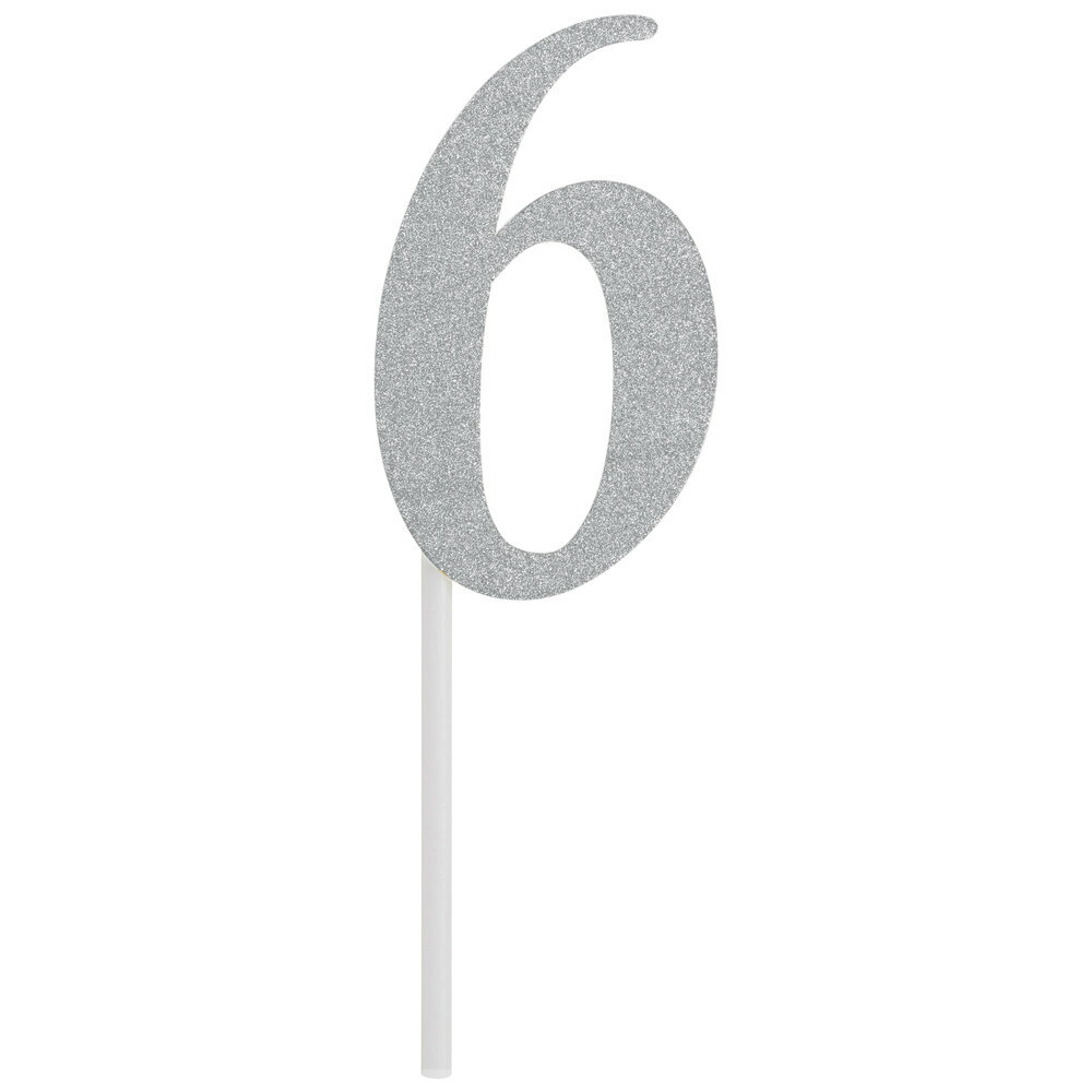 Silver Glitter Party Cake Toppers 0-9 Numbers & Script Ages Thirty Forty Fifty.. - Picture 7 of 16