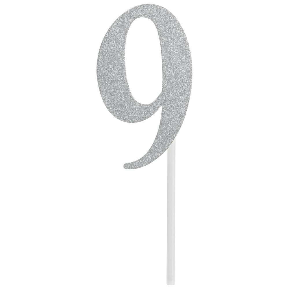 Silver Glitter Party Cake Toppers 0-9 Numbers & Script Ages Thirty Forty Fifty.. - Picture 10 of 16