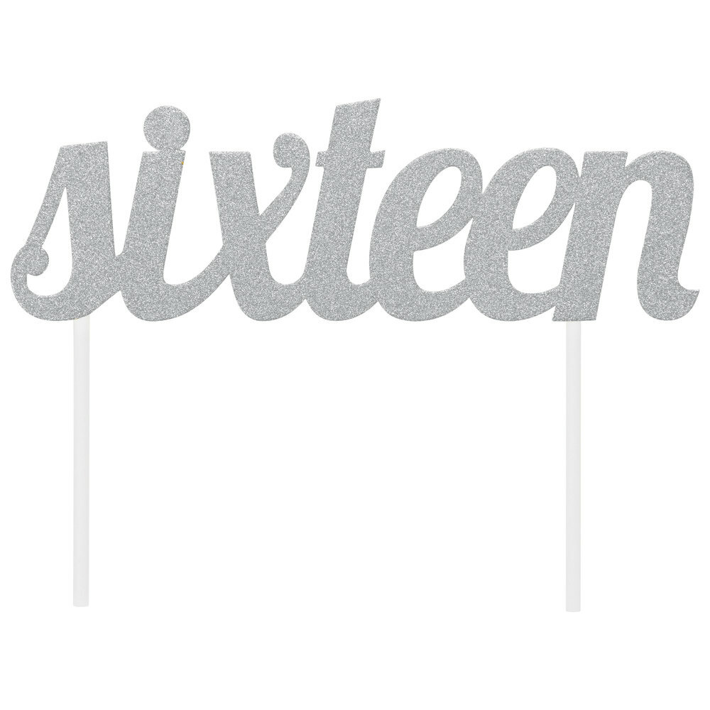 Silver Glitter Party Cake Toppers 0-9 Numbers & Script Ages Thirty Forty Fifty.. - Picture 12 of 16