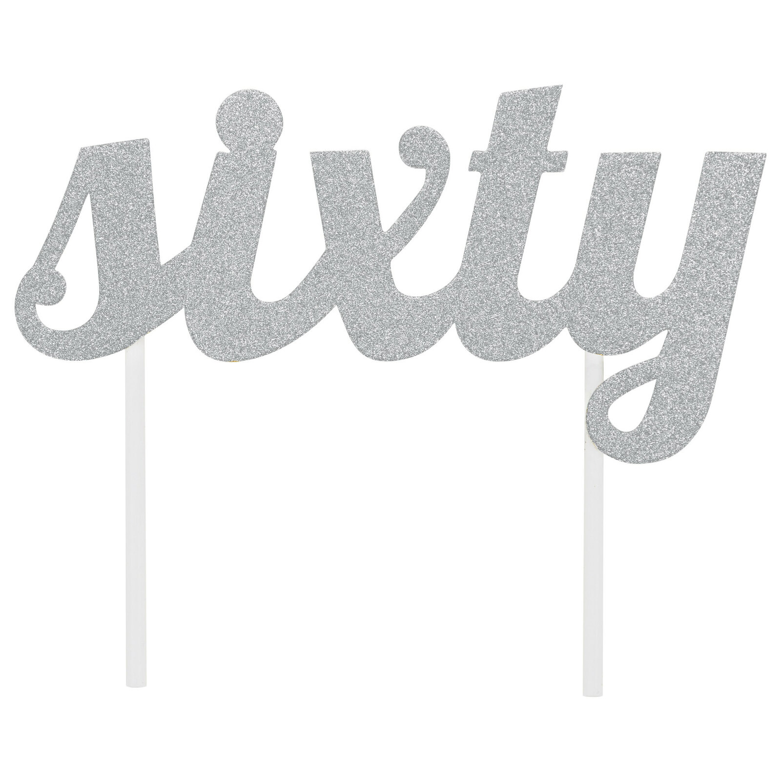 Silver Glitter Party Cake Toppers 0-9 Numbers & Script Ages Thirty Forty Fifty.. - Picture 16 of 16