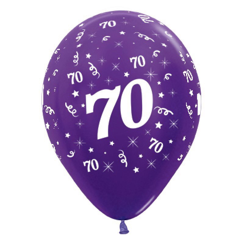 70th Metallic Latex Balloons x6 or x25 Packs 9 Colours you choose pack & colour - Picture 12 of 20