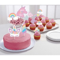 Unicorn Party Paper Cake Topper Kit 12 Pieces