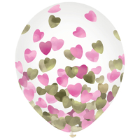 Confetti Hearts Latex Balloons 30cm Approx - 6 Pack 