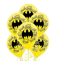 Batman Heroes Unite Latex Balloons Paper Adhesive Add-Ons 6 Pack