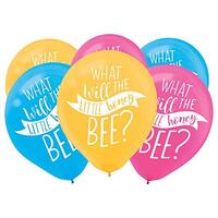 Baby Shower What Will It Bee? Assorted Latex Balloons 15 Pack