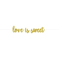 Valentine's Day Love is Sweet Gold Glittered Cardboard Letter Banner