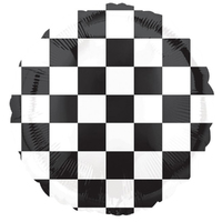 Racing Car Checkerboard Round Foil Balloon