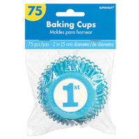 1st Birthday Blue Standard Cupcake Cases 75 Pack