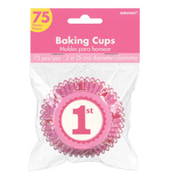 1st Birthday Pink Standard Cupcake Cases 75 Pack