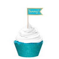 Caribbean Blue Glittered Cupcake Kit 24 Pack