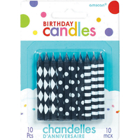 Birthday Candles Assorted Black & White Patterns 10 Pack