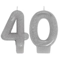 40th Sparkling Celebration Silver Number 40 Candle