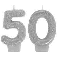 50th Sparkling Celebration Silver Number 50 Candle