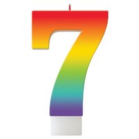 Birthday Celebration Rainbow Number 7 Candle  