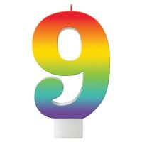 Birthday Celebration Rainbow Number 9 Candle  