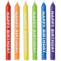 Happy Birthday Rainbow Candles 12 Pack
