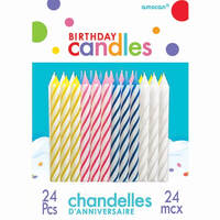 Candy Stripe Candles Assorted Colours 24 Pack