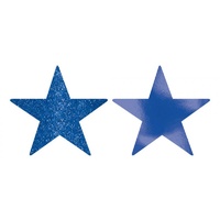 Hollywood Bright Royal Blue Solid Star Cutouts Foil & Glitter - 5 Pack