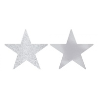 Hollywood Silver Solid Star Cutouts Foil & Glitter - 5 Pack