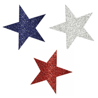 Mini Glitter Star Cutouts Blue Red and Silver 10 Pack