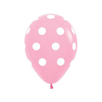 Polka Dots on Fashion Pink Latex Balloons 12 Pack