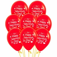 Happy Valentine's Day & Hearts Fashion Red Latex Balloons 12 Pack