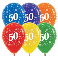 50th Birthday Crystal Assorted Latex Balloons 25 Pack