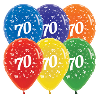 70th Birthday Crystal Assorted Latex Balloons 25 Pack