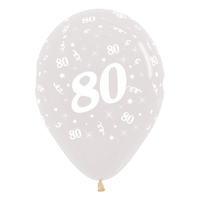 80th Birthday Crystal Clear Latex Balloons 25 pack