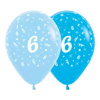 6th Birthday Age 6 Fashion Blue & Royal Blue Latex Balloons 6 Pack