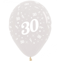 30th Birthday Clear Latex Balloons 6 Pack