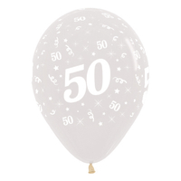 50th Birthday Clear Latex Balloons 6 Pack