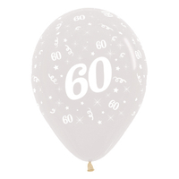 60th Birthday Clear Latex Balloons 6 Pack
