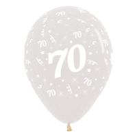 70th Birthday Clear Latex Balloons 6 Pack