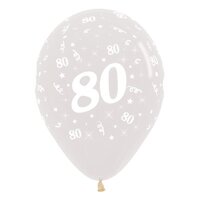 80th Birthday Crystal Clear Latex Balloons 6 Pack