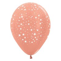 Metallic Rose Gold Stars Latex Balloons 12 Pack