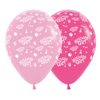 Birthday Girl Fashion Pink & Fuchsia Latex Balloons 6 Pack