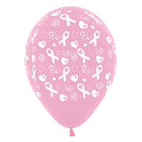 Pink Ribbon Fashion Pink Latex Balloons 25 Pack