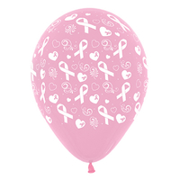 Pink Ribbon Fashion Pink Latex Balloons 25 Pack