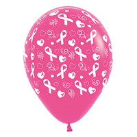 Pink Ribbon Fashion Fuchsia Pink Latex Balloons 6 Pack