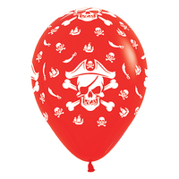 Pirate Theme Fashion Red Latex Balloons 6 Pack