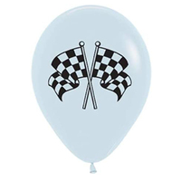 Car Racing Flags Fashion White Latex Balloons 6 Pack
