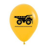 Construction Trucks Fashion Yellow Golden Rod Latex Balloons 6 Pack