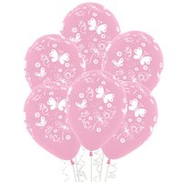 Butterflies And Dragonflies Fashion Pink Latex Balloons 6 Pack