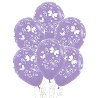 Butterflies & Dragonflies Fashion Lilac Latex Balloons 6 Pack 