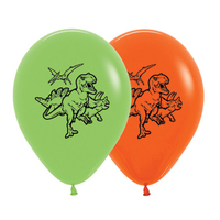 Dinosaurs Fashion Lime Green & Orange Latex Balloons 25 Pack
